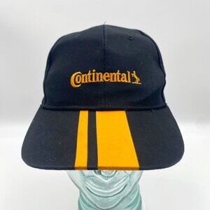 Continental Tires Hat Snapback Cap Black Yellow 100% Cotton One Size Adjustable